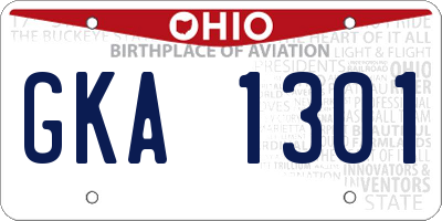 OH license plate GKA1301