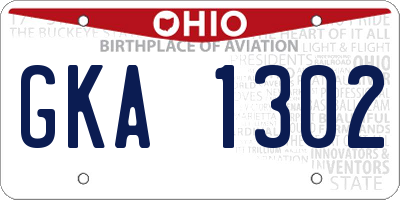 OH license plate GKA1302