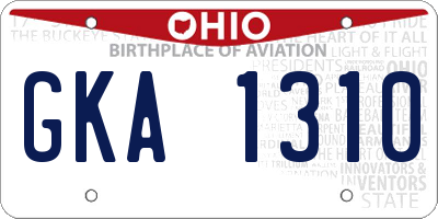 OH license plate GKA1310
