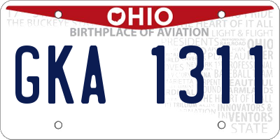 OH license plate GKA1311