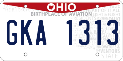OH license plate GKA1313