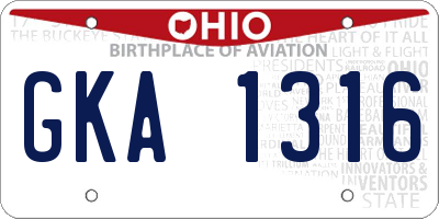 OH license plate GKA1316