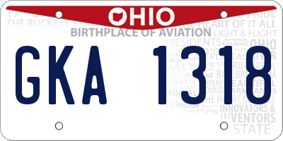 OH license plate GKA1318