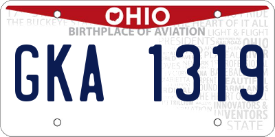 OH license plate GKA1319