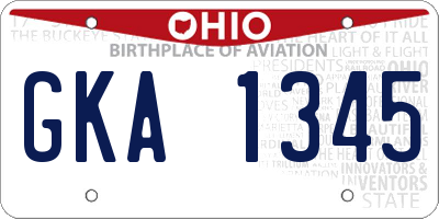 OH license plate GKA1345