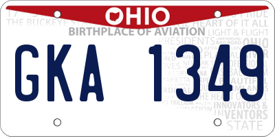 OH license plate GKA1349