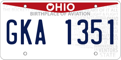 OH license plate GKA1351