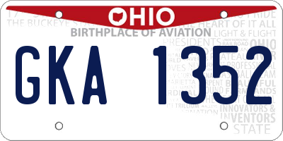 OH license plate GKA1352