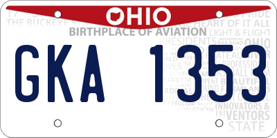 OH license plate GKA1353