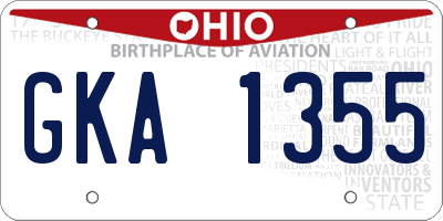 OH license plate GKA1355