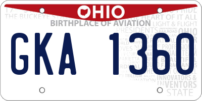 OH license plate GKA1360