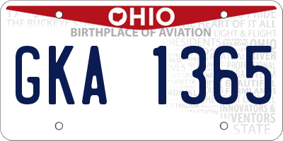 OH license plate GKA1365