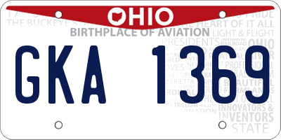 OH license plate GKA1369