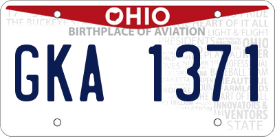 OH license plate GKA1371