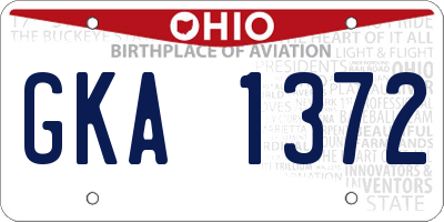 OH license plate GKA1372