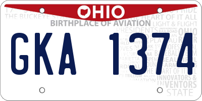 OH license plate GKA1374