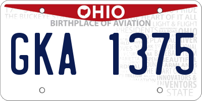 OH license plate GKA1375