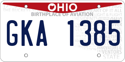 OH license plate GKA1385