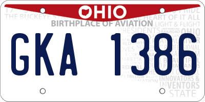 OH license plate GKA1386