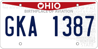 OH license plate GKA1387