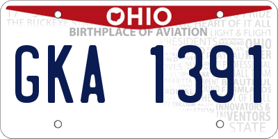 OH license plate GKA1391