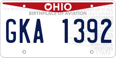 OH license plate GKA1392