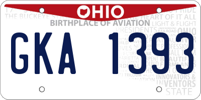 OH license plate GKA1393