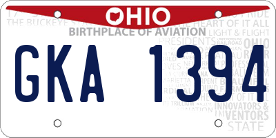 OH license plate GKA1394