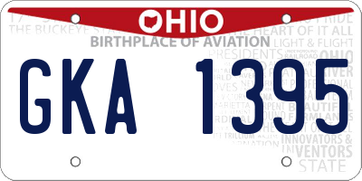 OH license plate GKA1395