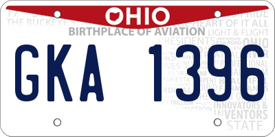 OH license plate GKA1396