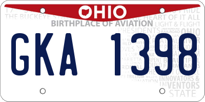 OH license plate GKA1398
