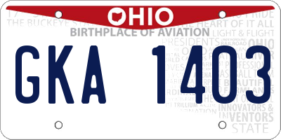 OH license plate GKA1403