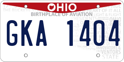 OH license plate GKA1404