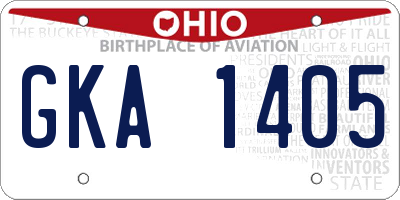 OH license plate GKA1405