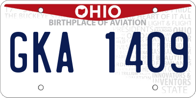 OH license plate GKA1409