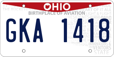 OH license plate GKA1418