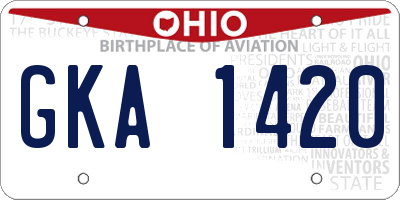 OH license plate GKA1420