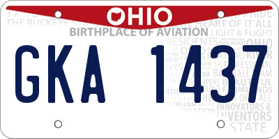OH license plate GKA1437