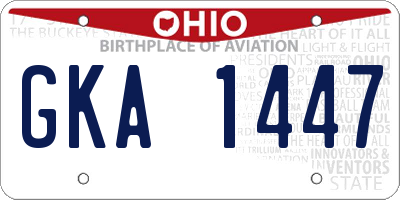 OH license plate GKA1447