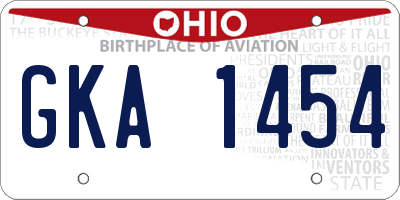 OH license plate GKA1454