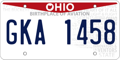 OH license plate GKA1458