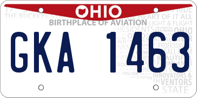 OH license plate GKA1463