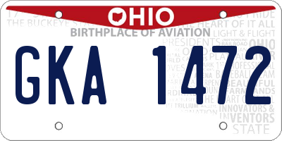 OH license plate GKA1472