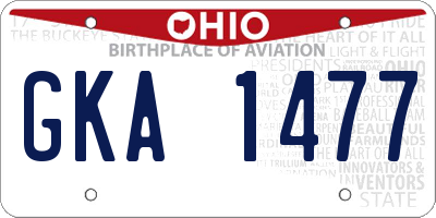 OH license plate GKA1477