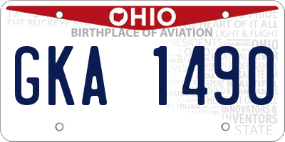 OH license plate GKA1490