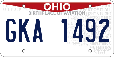 OH license plate GKA1492