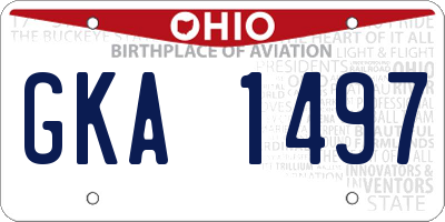 OH license plate GKA1497