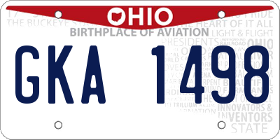 OH license plate GKA1498