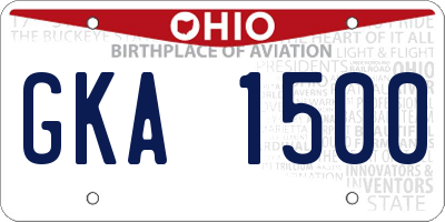 OH license plate GKA1500