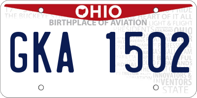 OH license plate GKA1502